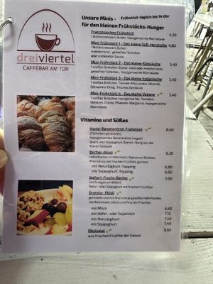 Menu  at Dreiviertel in Cologne