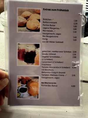 Menu  at Dreiviertel in Cologne