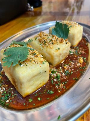 Fried silken tofu at Green Revolution - Maybe closed in Lisbon