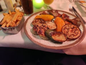 Grilled vegetables with fries at El Gran Sol in Tenerife
