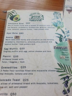 menu front, forgot the second page at Cafecito Del Mar in El Paredon