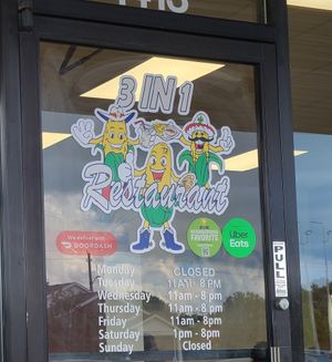 Photo of logo and hours at 3 in 1 Restaurant in Indianapolis