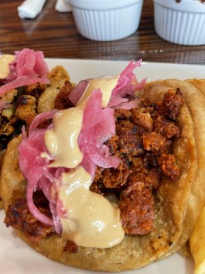 Vegan Al Pastor taco - loco style. DELICIOSO!!   at 3 in 1 Restaurant in Indianapolis