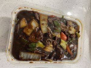 Vegan Duck with Black Bean Sauce  at Wok And Slice in North London