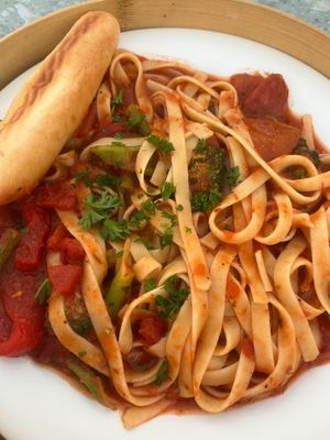 Pasta Marinara at Fishlips Waterfront Bar & Grill in Cape Canaveral
