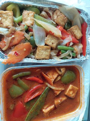 Jungle curry and drunken noodles at Ying's Thai Takeaway in Sunderland