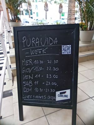 Opening Hours at Pura Vida Tapas Bar in Tenerife
