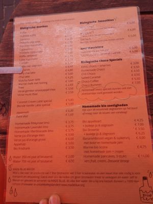 Menu at Galerie POP in Domburg