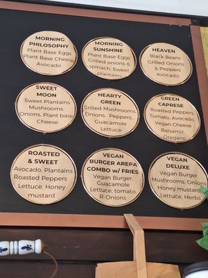 Clearly labeled vegan menu at Coffeecol in Teaneck