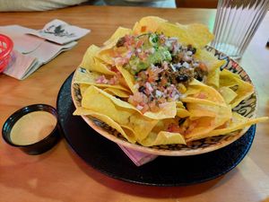 Nachos Machete with tons of vegan stuff on top at Rockabilly in Gran Canaria