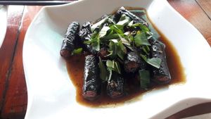 vegan fish  at Vegetarian in the Golden Age in Vientiane