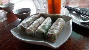 spring rolls at Vegetarian in the Golden Age in Vientiane