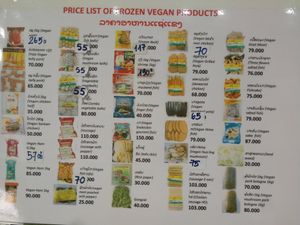 Mock meats at Vegetarian in the Golden Age in Vientiane