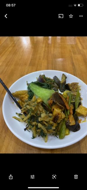 Plate from vegan buffet #Veganuary at Vegetarian in the Golden Age in Vientiane