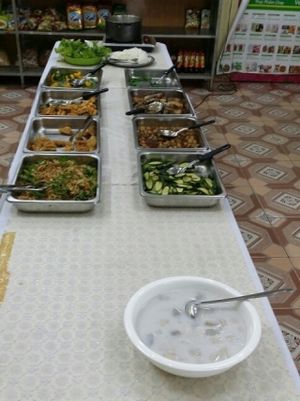today's buffet at Vegetarian in the Golden Age in Vientiane