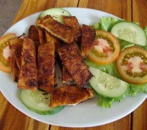 Grilled 'pork chop' at Vegetarian in the Golden Age in Vientiane
