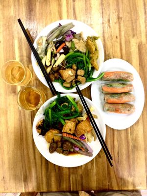 Vegan paradise in a plate! So tasty, so good!  at Vegetarian in the Golden Age in Vientiane