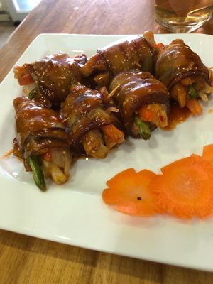 Eggplant dish at Vegetarian in the Golden Age in Vientiane