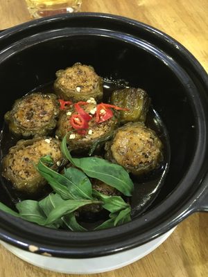 Stuffed Bittermelon braised w/ nennen at Vegetarian in the Golden Age in Vientiane