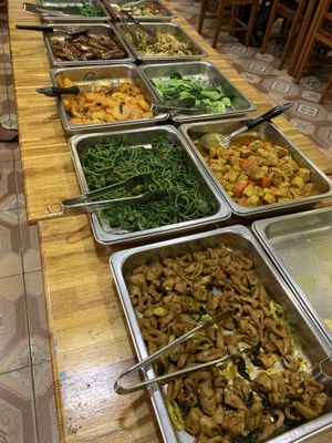 Part of the buffet at Vegetarian in the Golden Age in Vientiane