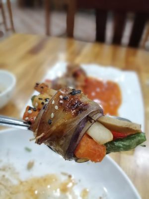 Eggplant wraps at Vegetarian in the Golden Age in Vientiane