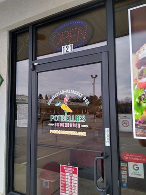 Sign at Potbellies Smokehouse in Kennesaw