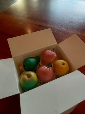 Marzipan fruit at Leonidas - Love + Chocolate in Walnut Creek