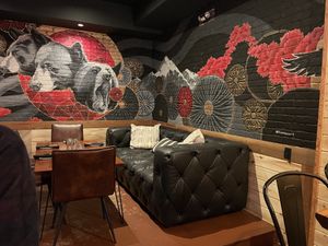 Ambiance with a beautiful mural by a local artist  at Wood Ear in Telluride