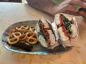 Pepperoni bagel toastie   at Bury Me Standing in Cairns