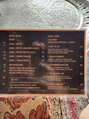 Menu close up   at Bury Me Standing in Cairns