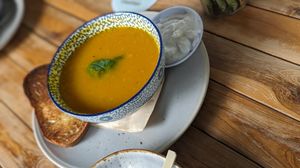 Soup of the day! Pumpkin soup made vegan ✌🏻 at Freudian Sip in Leura