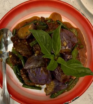 Eggplant basil  at Amy's Restaurant in New York City