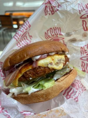 Garlicious chick’n burger - amazing flavors! at Dirty Vegan - Barcode Street Food in Oslo