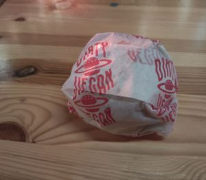 The burger at Dirty Vegan - Barcode Street Food in Oslo