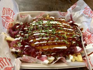Garlucky loaded fries   at Dirty Vegan - Barcode Street Food in Oslo