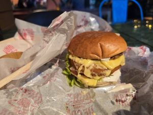 Garlic Burger at Dirty Vegan - Barcode Street Food in Oslo