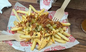 Loaded fries  at Dirty Vegan - Barcode Street Food in Oslo