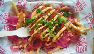 Loaded fries at Dirty Vegan - Barcode Street Food in Oslo