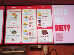 Part of the menu as of 19 July 2025 at Dirty Vegan - Barcode Street Food in Oslo