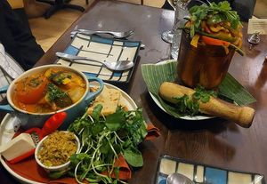 Ratatouille with olive tapanade and mofungo tower at The Silver Fork in Manchester