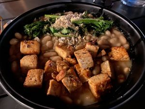 The beans & greens dish. Spicy, and very tasty!  at Cinder Restaurant in Westerly