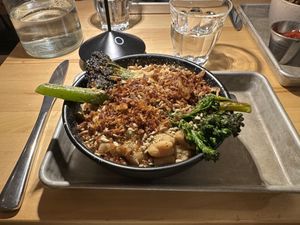 Beans and greens. Really yummy!   at Cinder Restaurant in Westerly