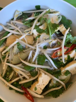 Pho with fresh ingredients added   at Pho Me in Hitchin