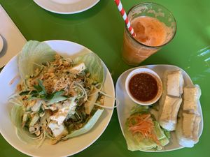Summer rolls & papaya salad   at Pho Me in Hitchin