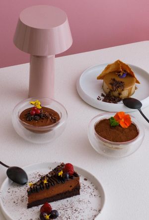 Assortment of desserts at MUDRA Plant Based  in Madrid