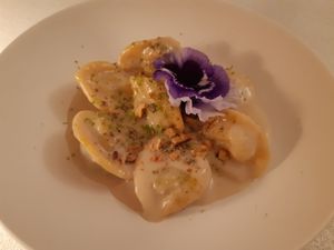 Main / Pea filled pasta at MUDRA Plant Based  in Madrid