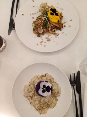 pasta and pad thai at MUDRA Plant Based  in Madrid