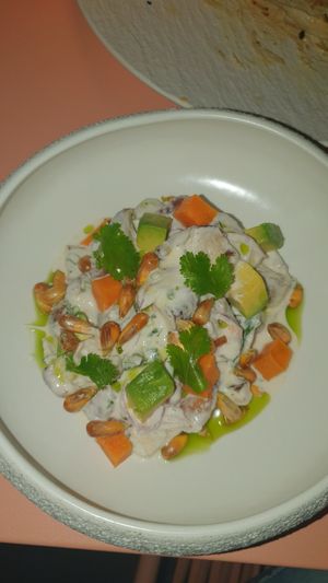 Ceviche de hongos at MUDRA Plant Based  in Madrid