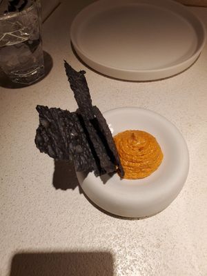 Complimentary appetizer at MUDRA Plant Based  in Madrid