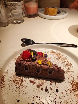 Chocolate cake at MUDRA Plant Based  in Madrid